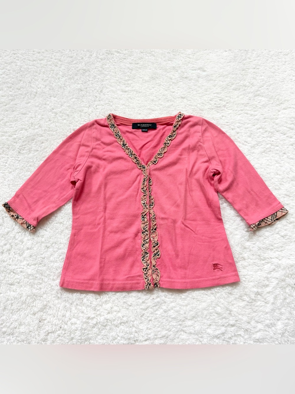Burberry Nova Check Cardigan 100cm 3T beige plaid Toddler girl Authentic Pink